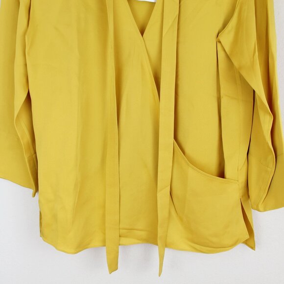 NWT Theory Silk Wrap Tie V-neck Top Blouse | Workwear to Weekend Chic - Picture 9 of 15